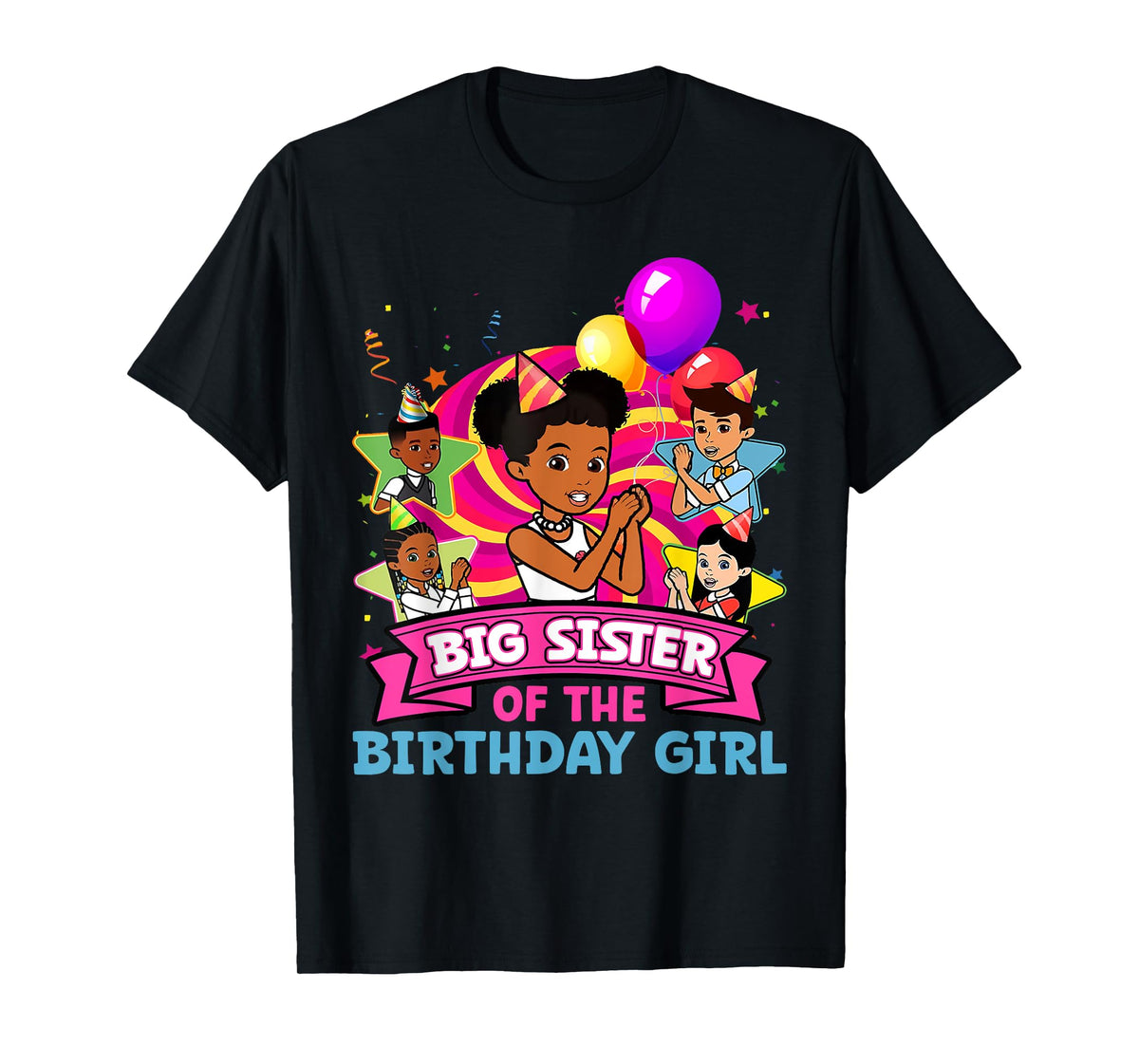 Big Sister Birthday Girl Party Pink Doll Family Decorations T-Shirt