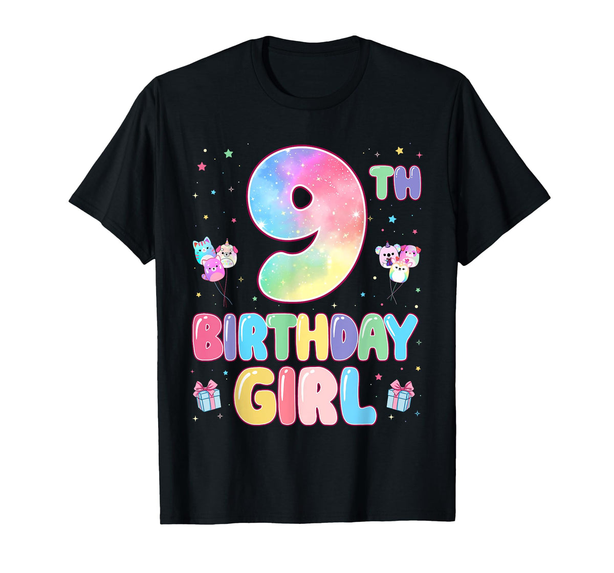 Birthday Girl 9 Year Old Tie Dye 9th Birthday For Kids Girls T-Shirt