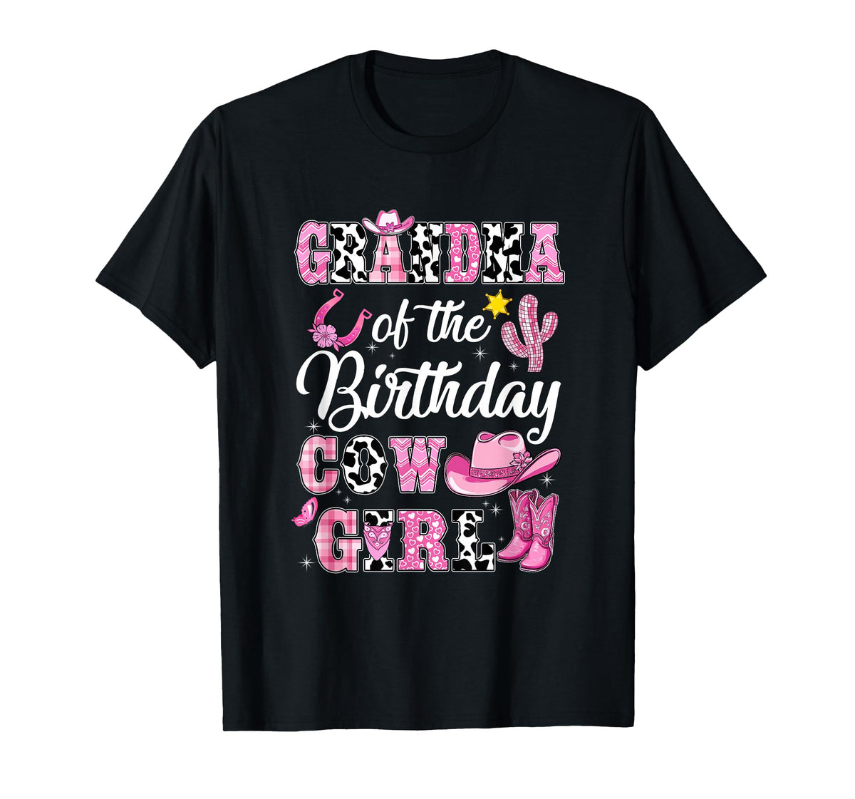 Grandma Of The Birthday Cow Girl Western Cowgirl 1St T-Shirt
